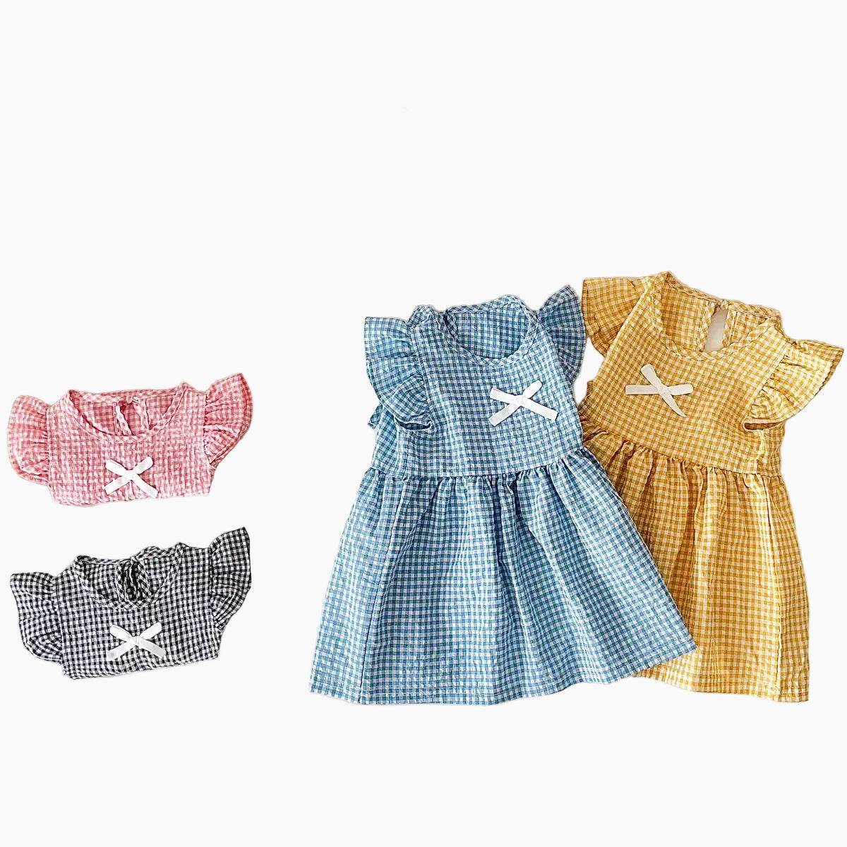 Plaid Flutter Sleeve Princess Dress