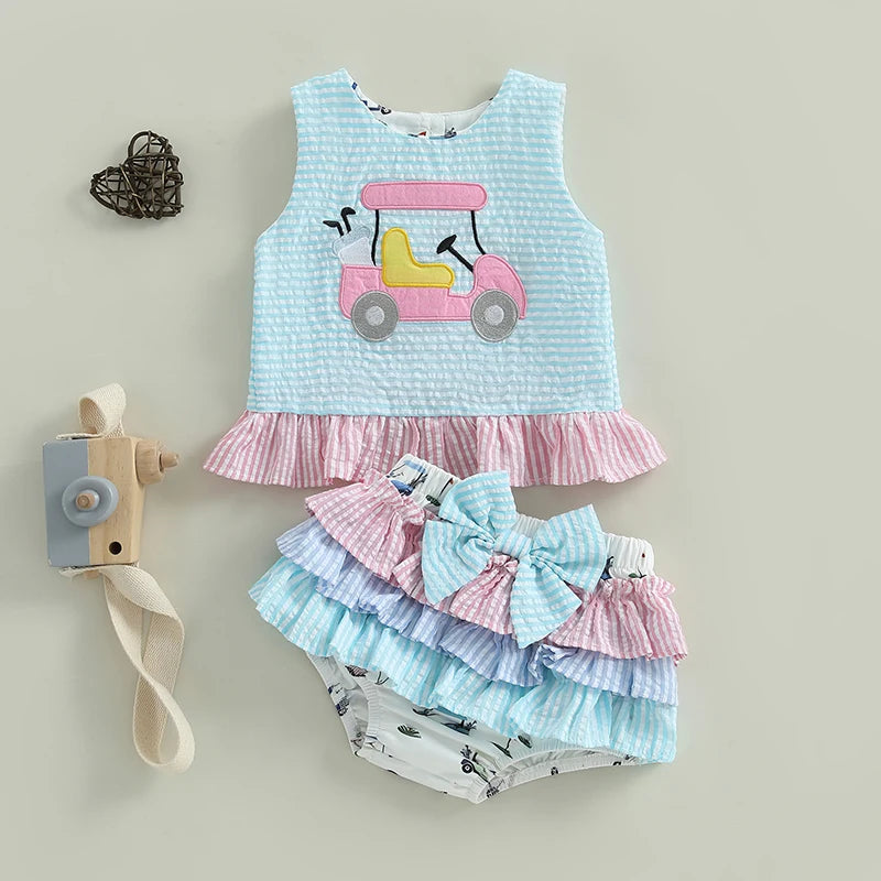 2 Piece Golf Cart Top and Bow Shorts Set