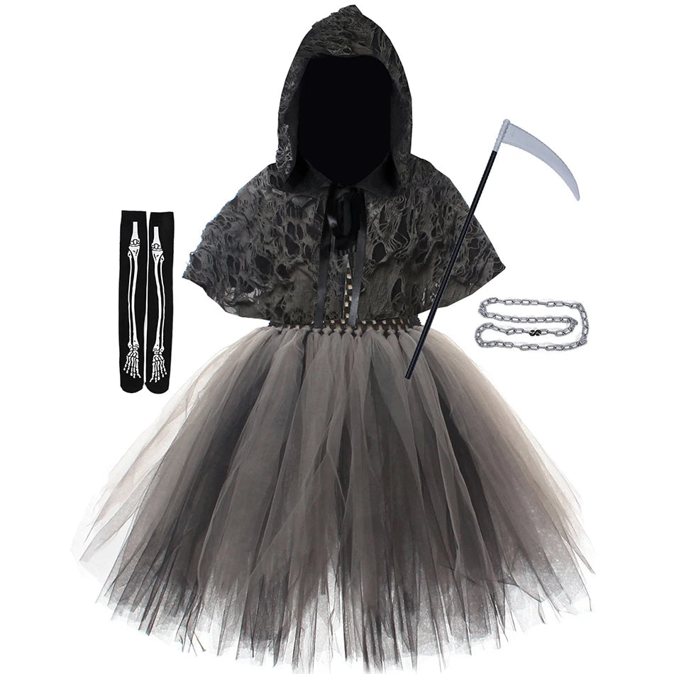Girl's Gothic Reaper Deluxe Costume Set