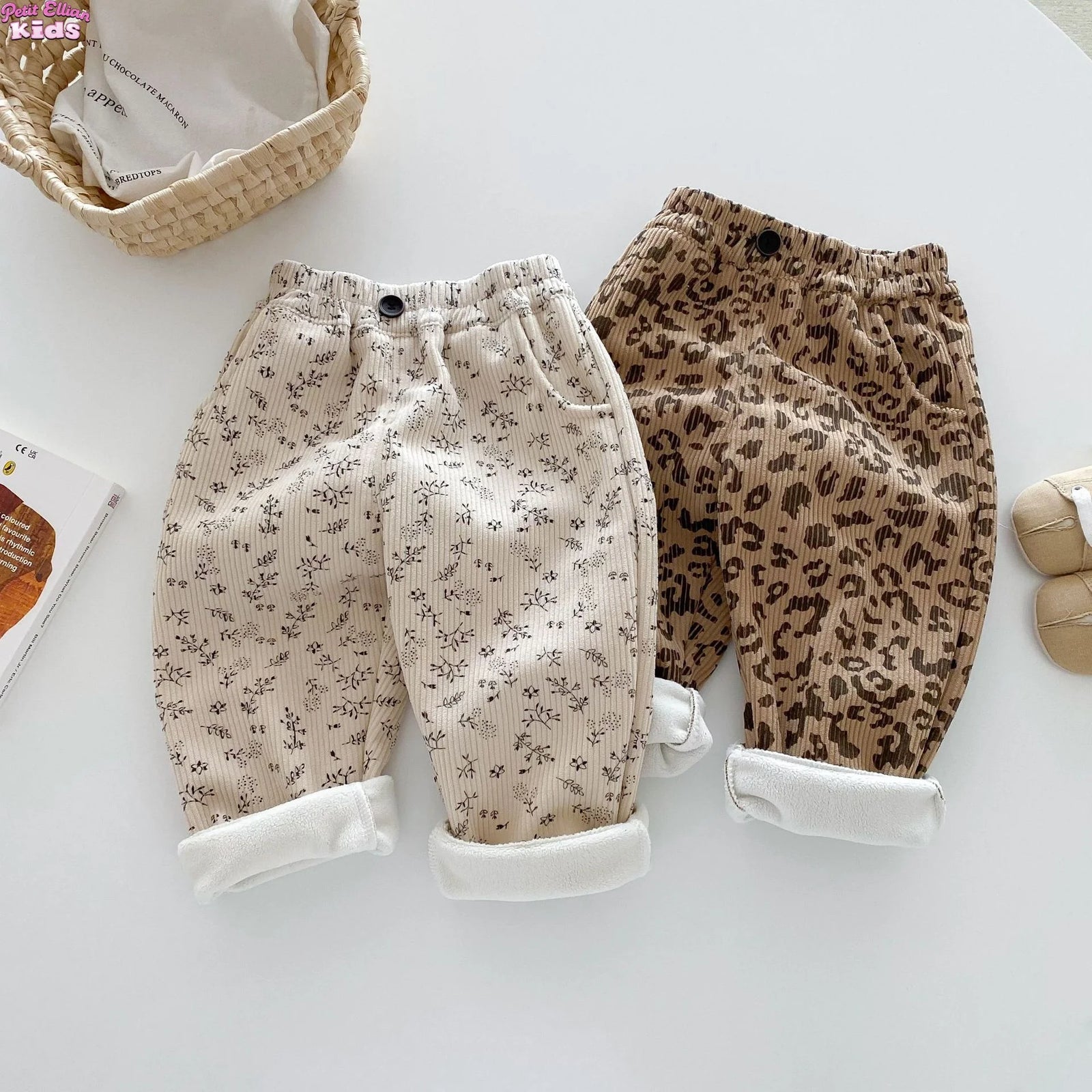 Little Blossom Fleece-Lined Corduroy Pants
