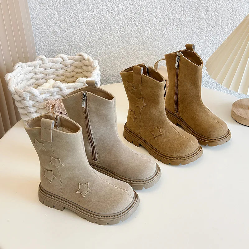 Girls' Leather Mid-Calf Boots