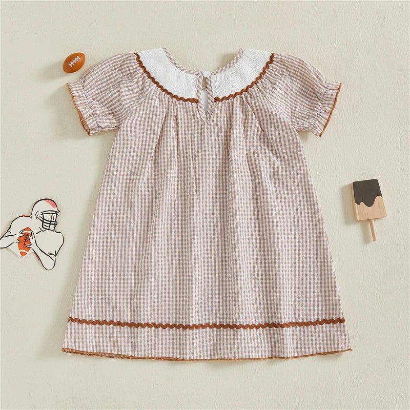 Toddler Girl Rugby Embroidered Plaid Dress