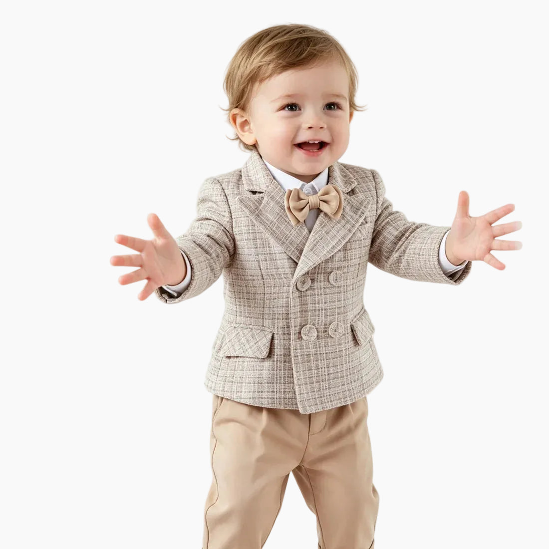 Toddler Boys’ Khaki Tweed Suit Set