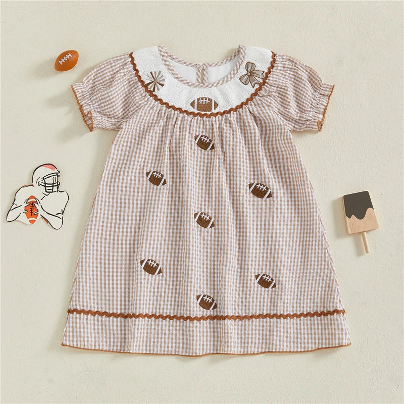 Toddler Girl Rugby Embroidered Plaid Dress