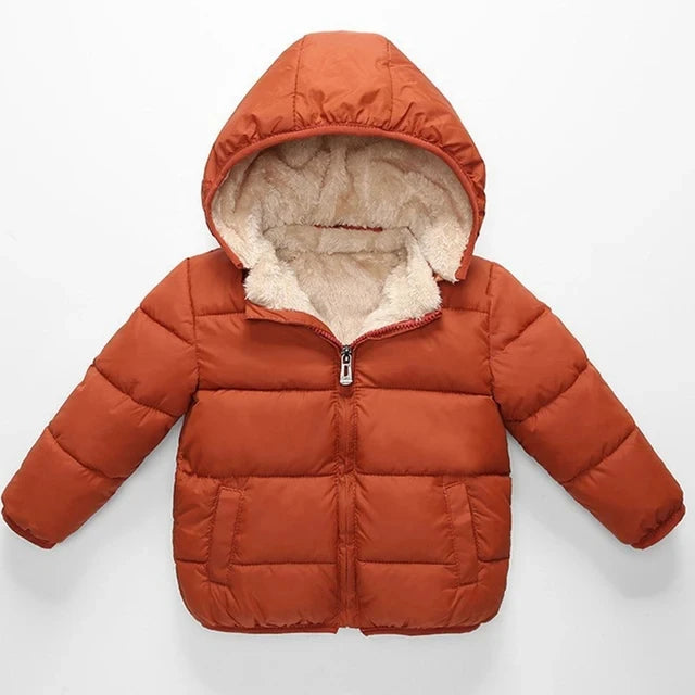 Plush Velvet Lined Winter Puffer Jacket for Kids