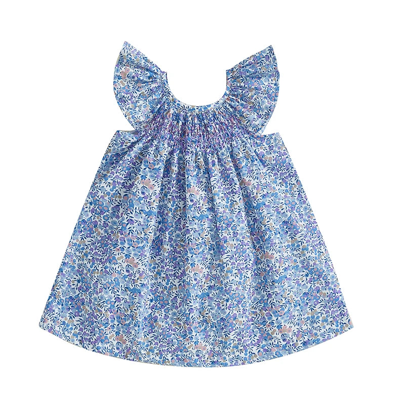 Floral Print Ruffle Sleeve Summer Dress