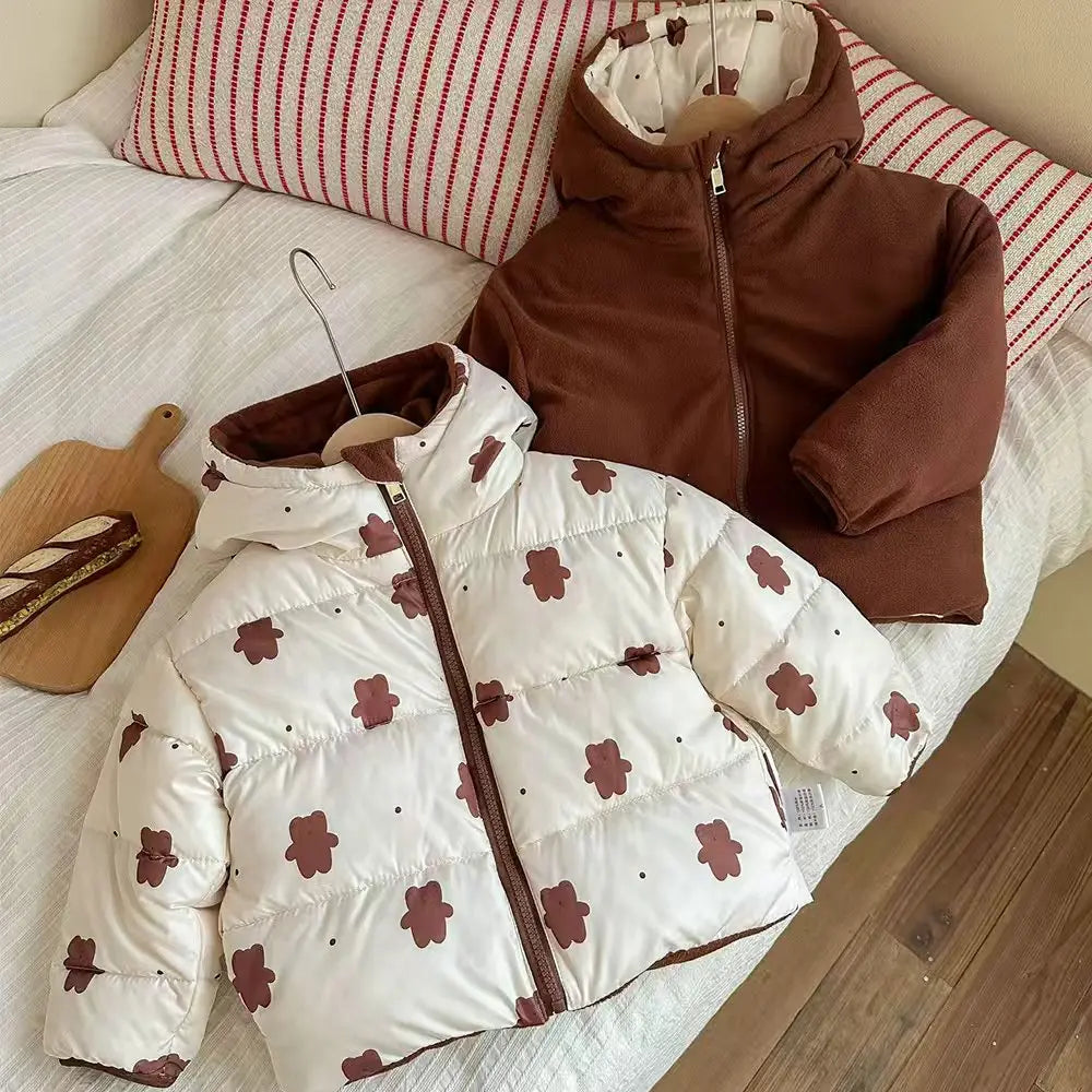 Kids' Hooded Double-Sided Plush-Lined Jacket