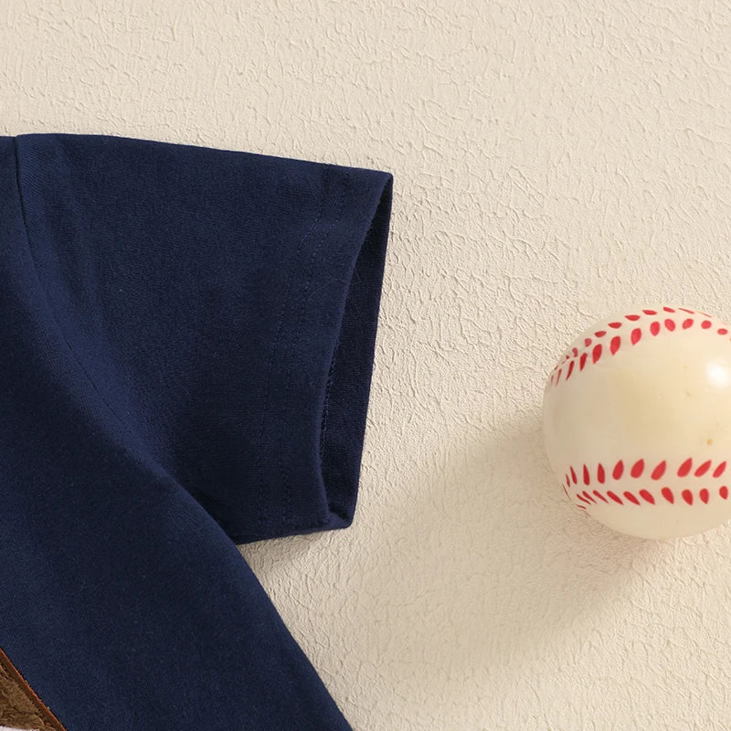 2-Piece Baseball Embroidery T-Shirt & Shorts Set