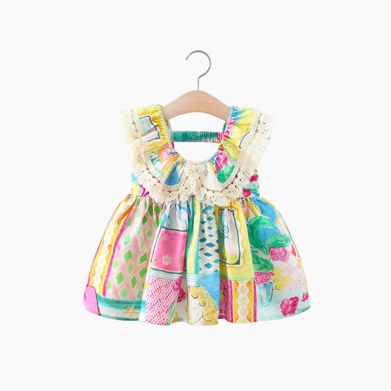 Colorful Graffiti Print Summer Dress for Girls