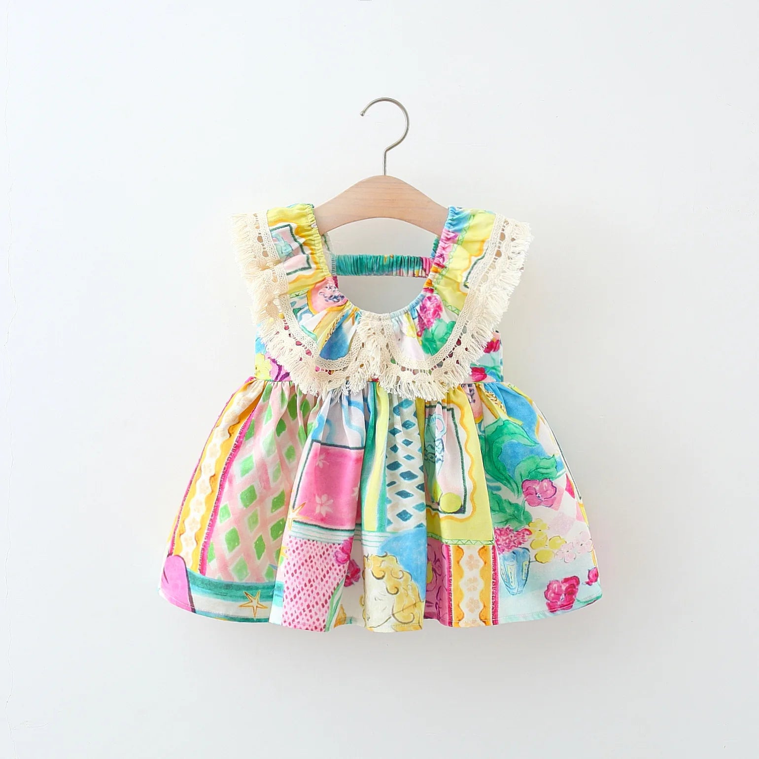 Colorful Graffiti Print Summer Dress for Girls
