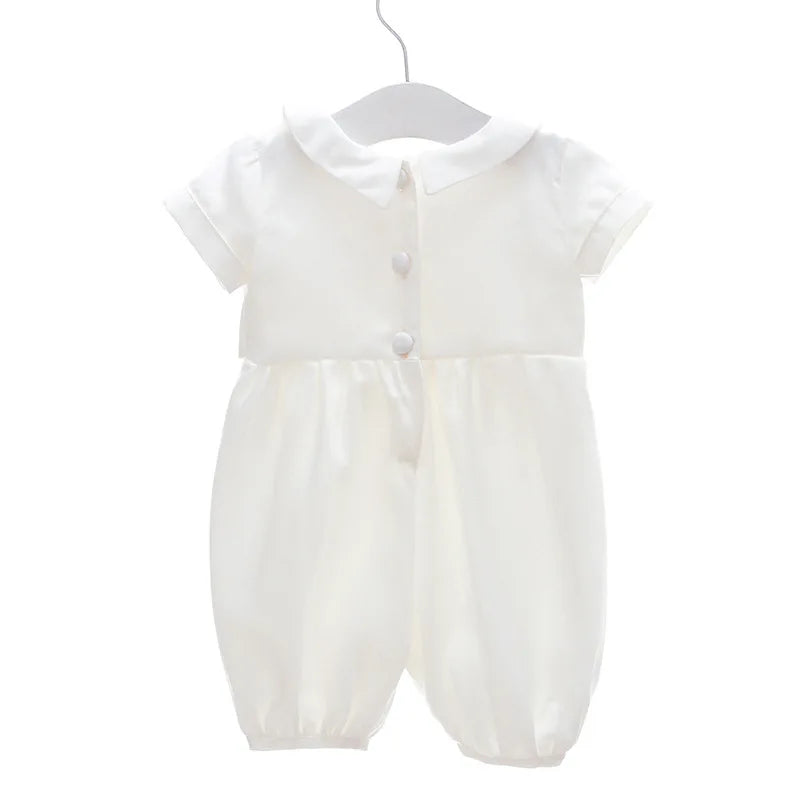 Ivory Baby Baptism Jumpsuit with Hat