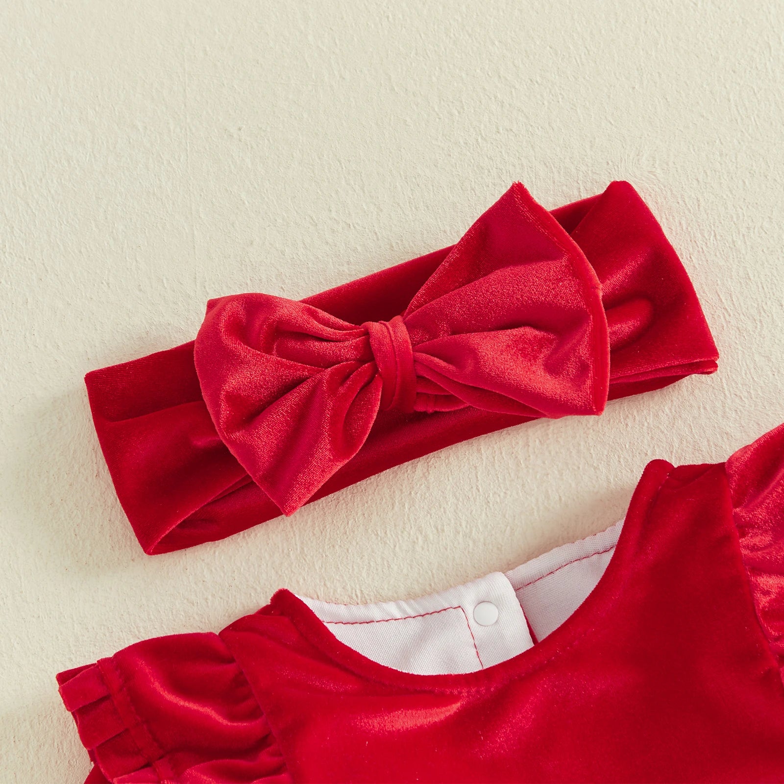 Baby Girl Ruffle Bow Romper & Headband Set