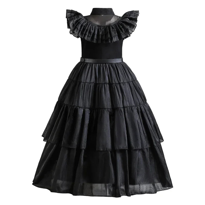 Gothic-Inspired Black Dress Costume for Girls