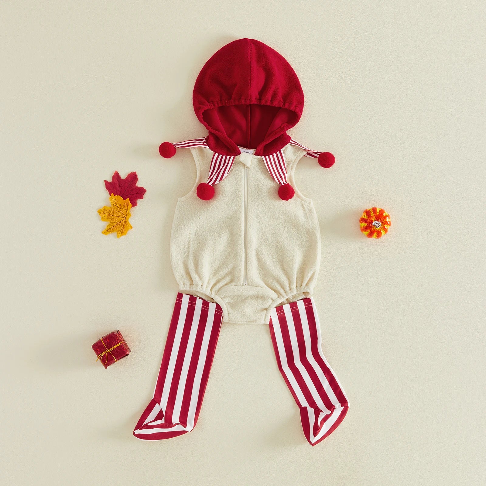 Infant Clown Costume Romper & Striped Socks Set