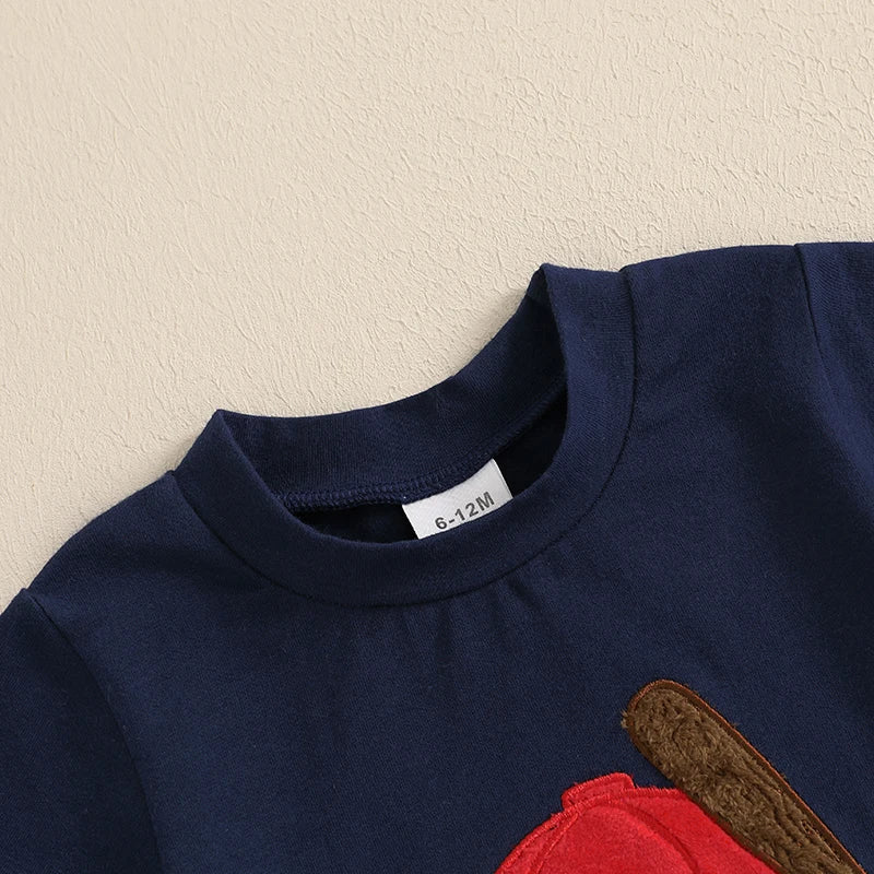 2-Piece Baseball Embroidery T-Shirt & Shorts Set