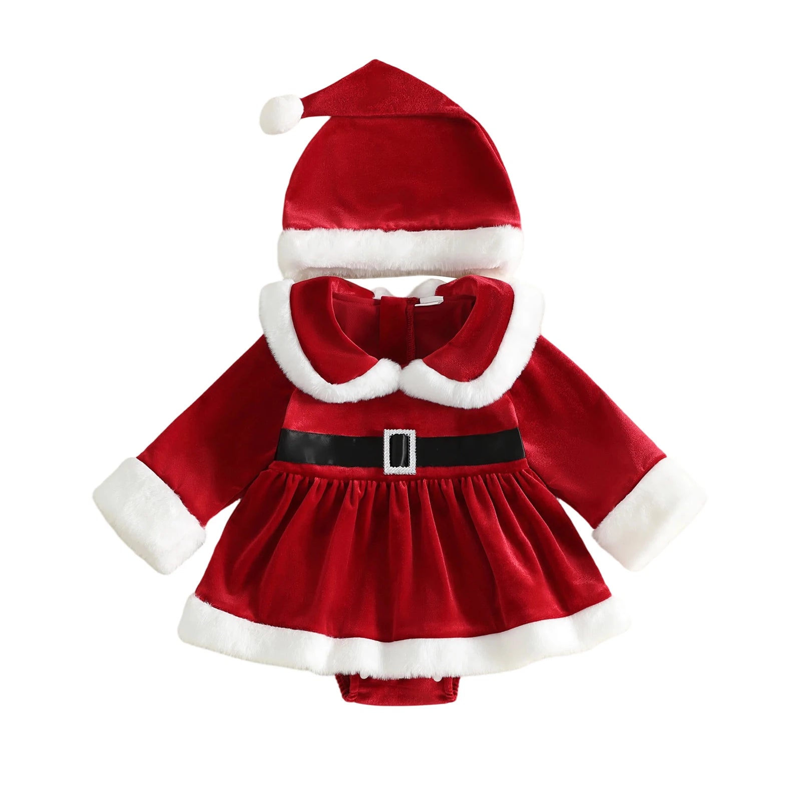 Baby Girl Christmas Romper & Santa Hat Set