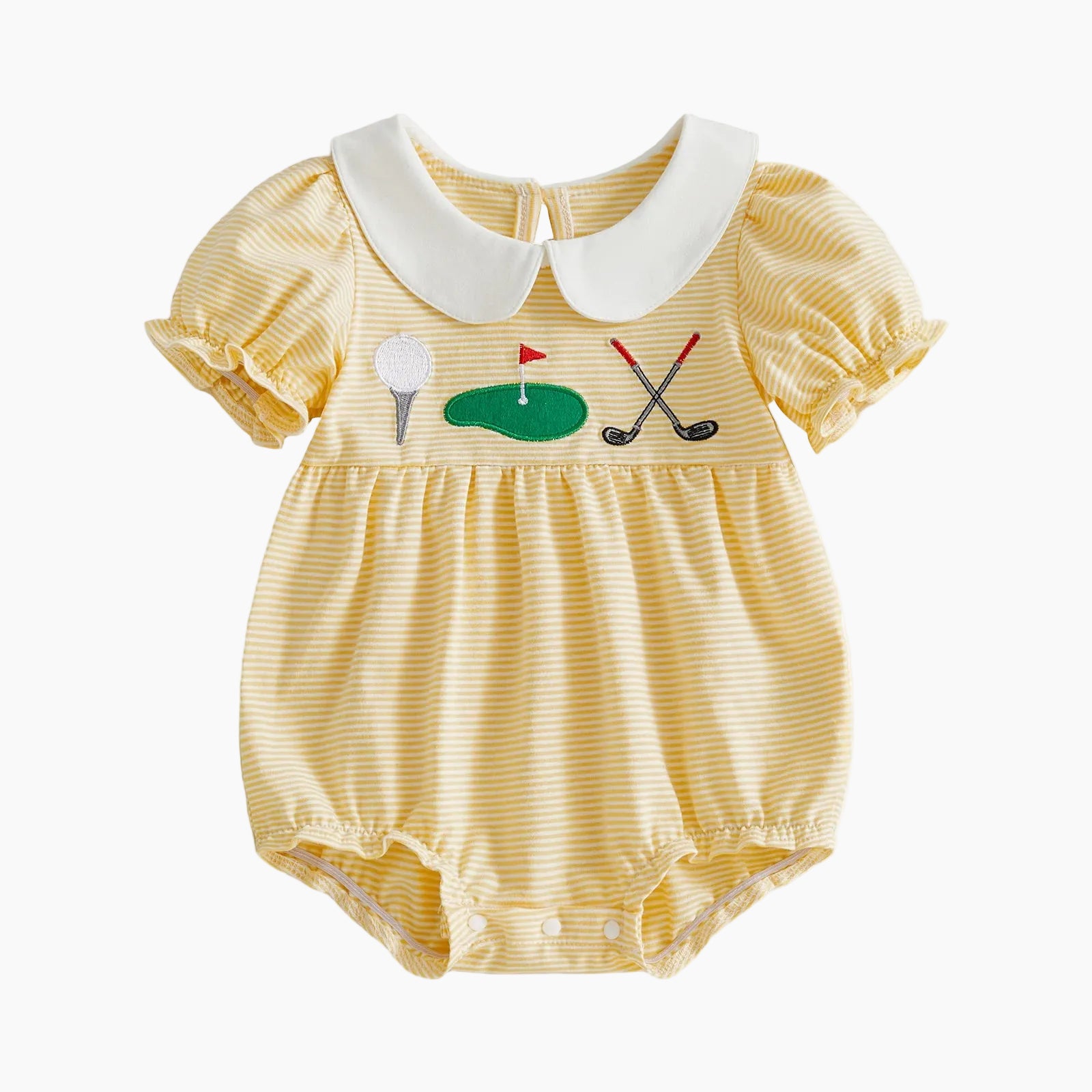 Girls' Golf Embroidered Gingham Romper