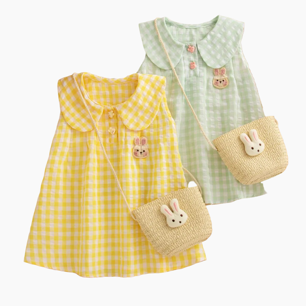 Plaid Dress & Matching Bunny Bag Set