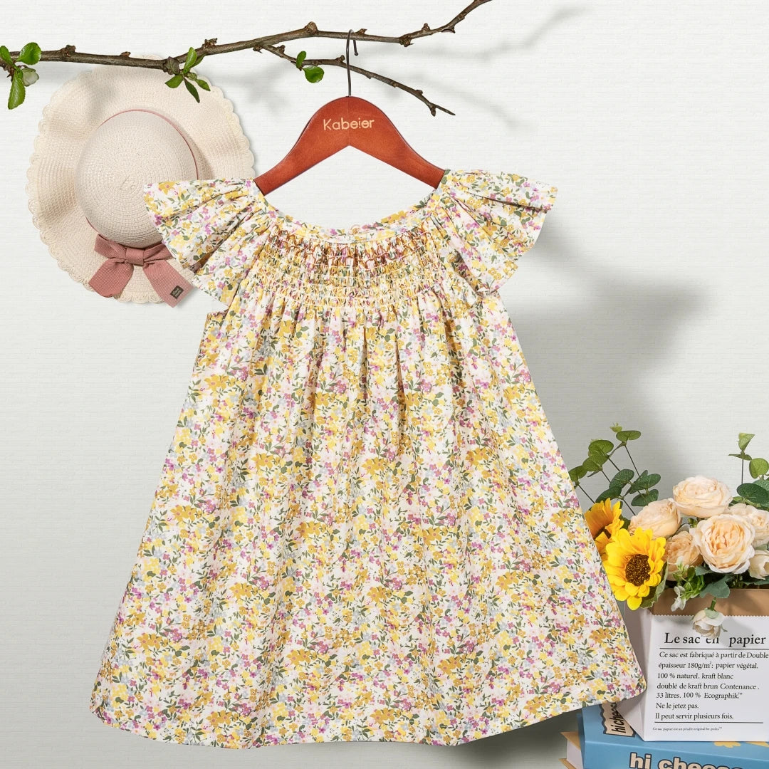 Girl Summer Floral Smocked Dress