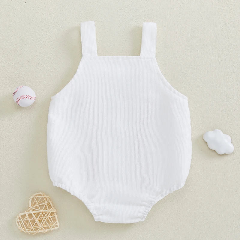 Baseball Inspired Baby Sleeveless Romper