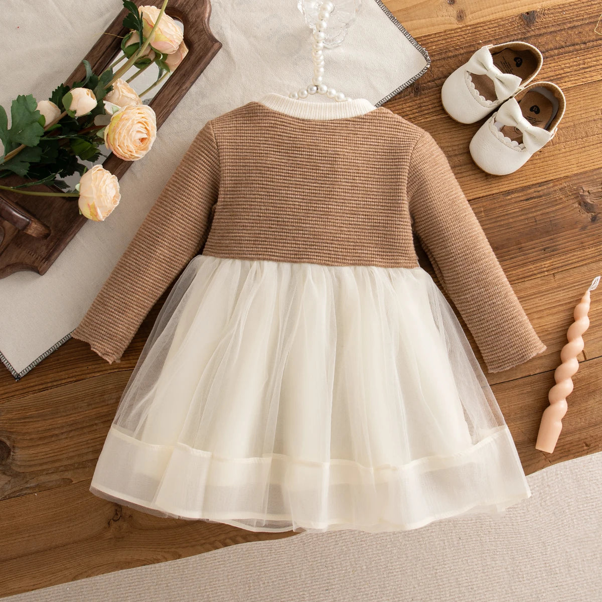 Girl Party Dress - Bow Gentle Long Sleeve
