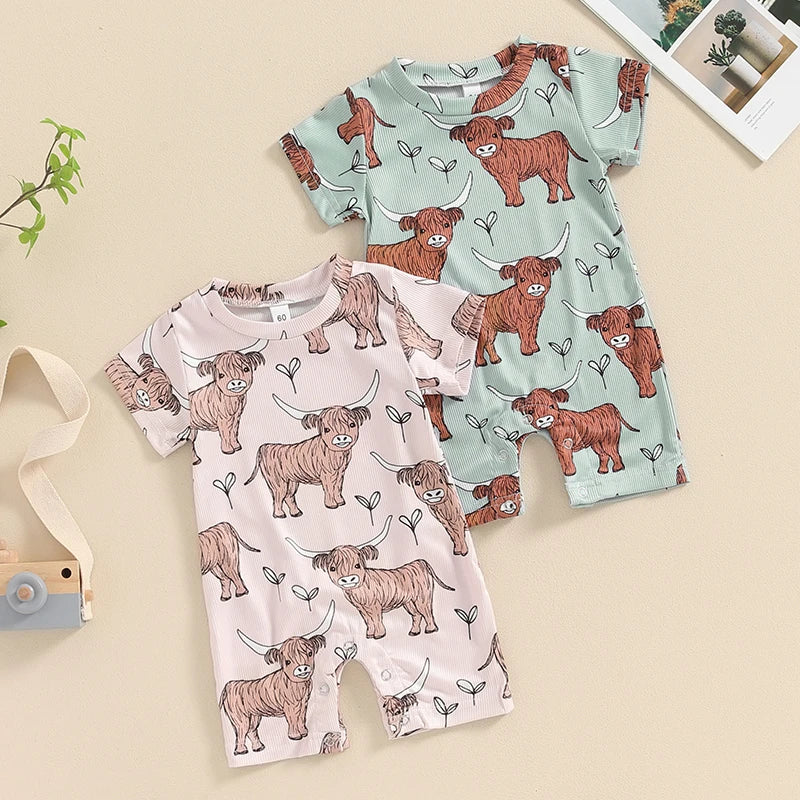 Western Cow Print Baby Romper