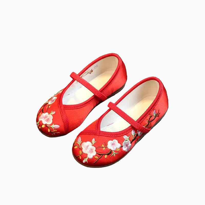 Girls' Embroidered Chinese Style Flat Shoes