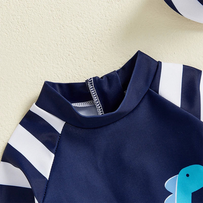 Toddler Boys Dinosaur Rash Guard Swimsuit Set