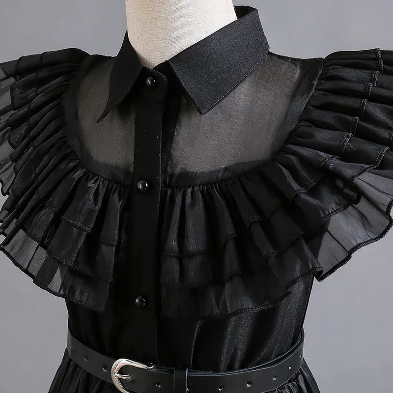 Gothic-Inspired Black Dress Costume for Girls