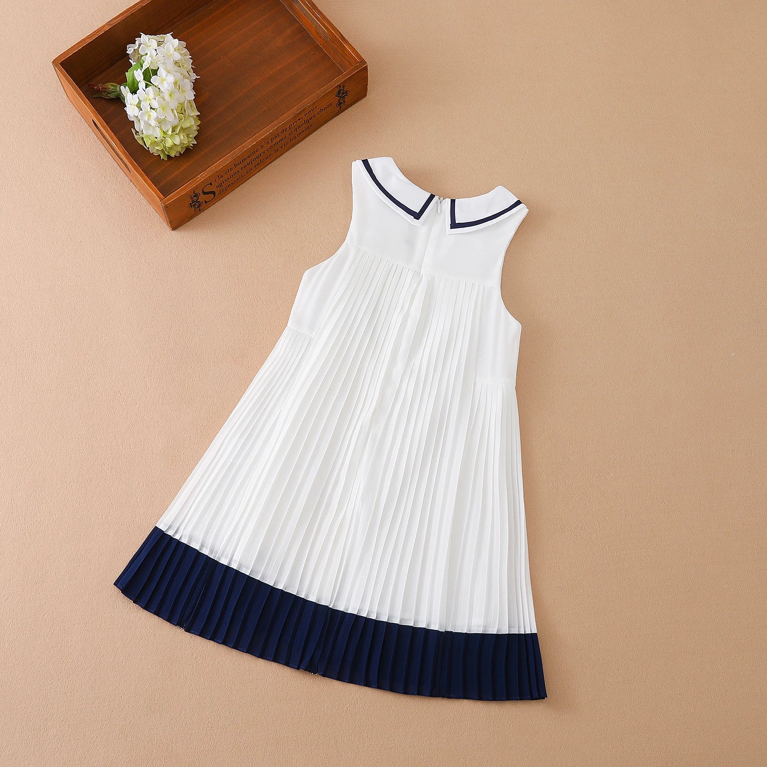 Girls' Sleeveless Summer Chiffon Pleated Dress