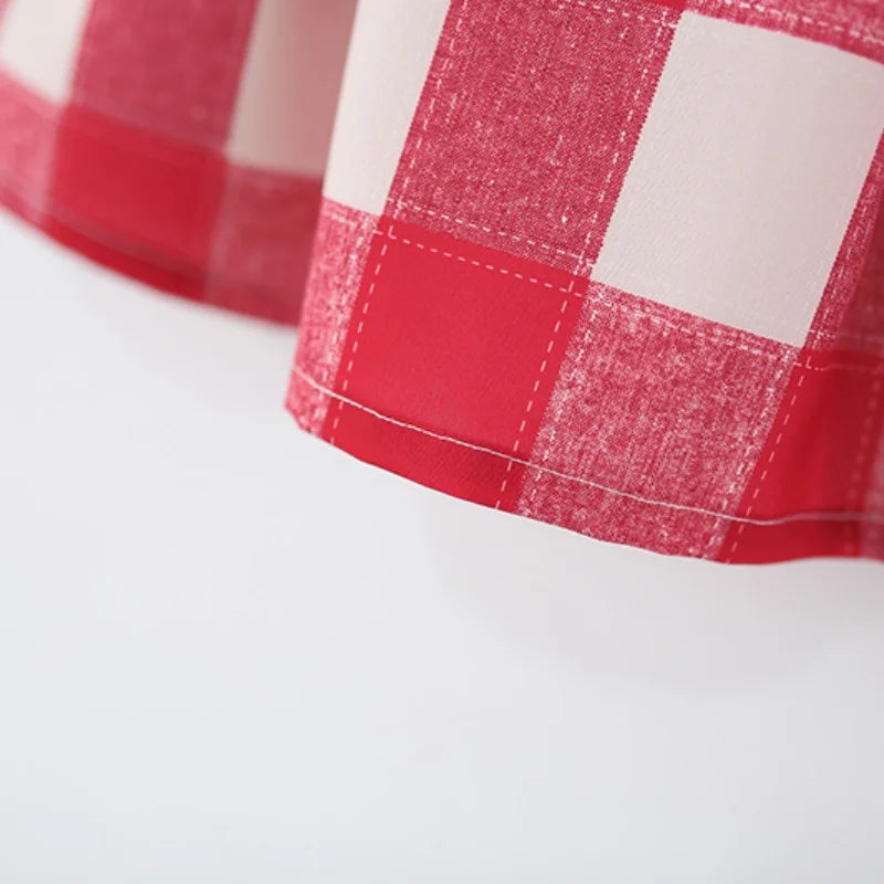 Checkered Dress with Lace Collar