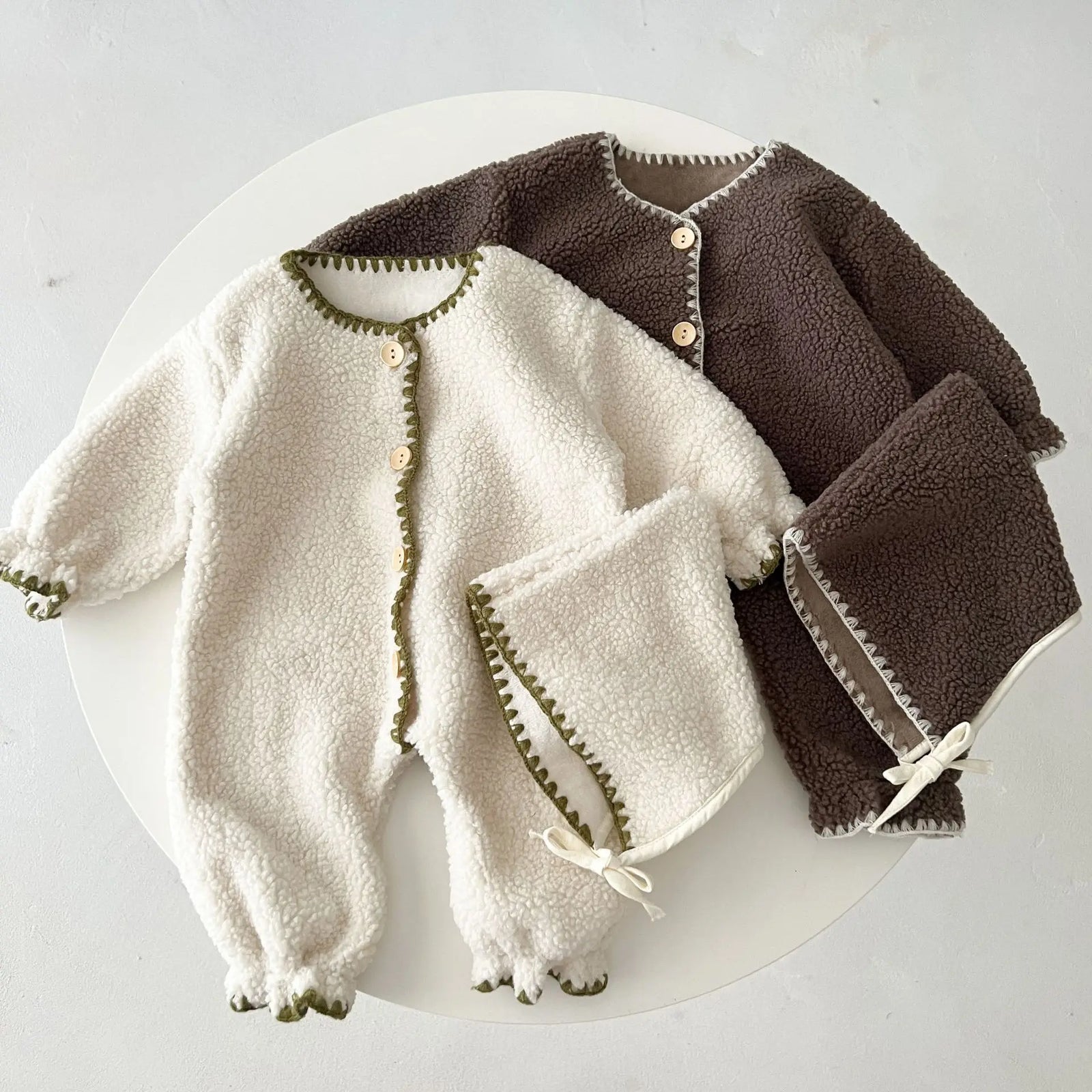 Velvet Baby Jumpsuit & Hat Set