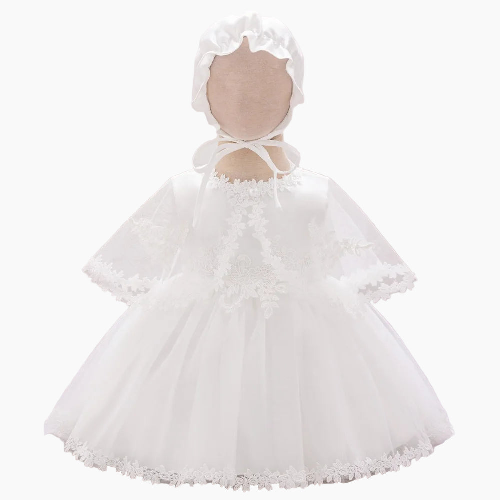 Baby Girl's Lace Baptism and Christening Gown with Bonnet and Cape