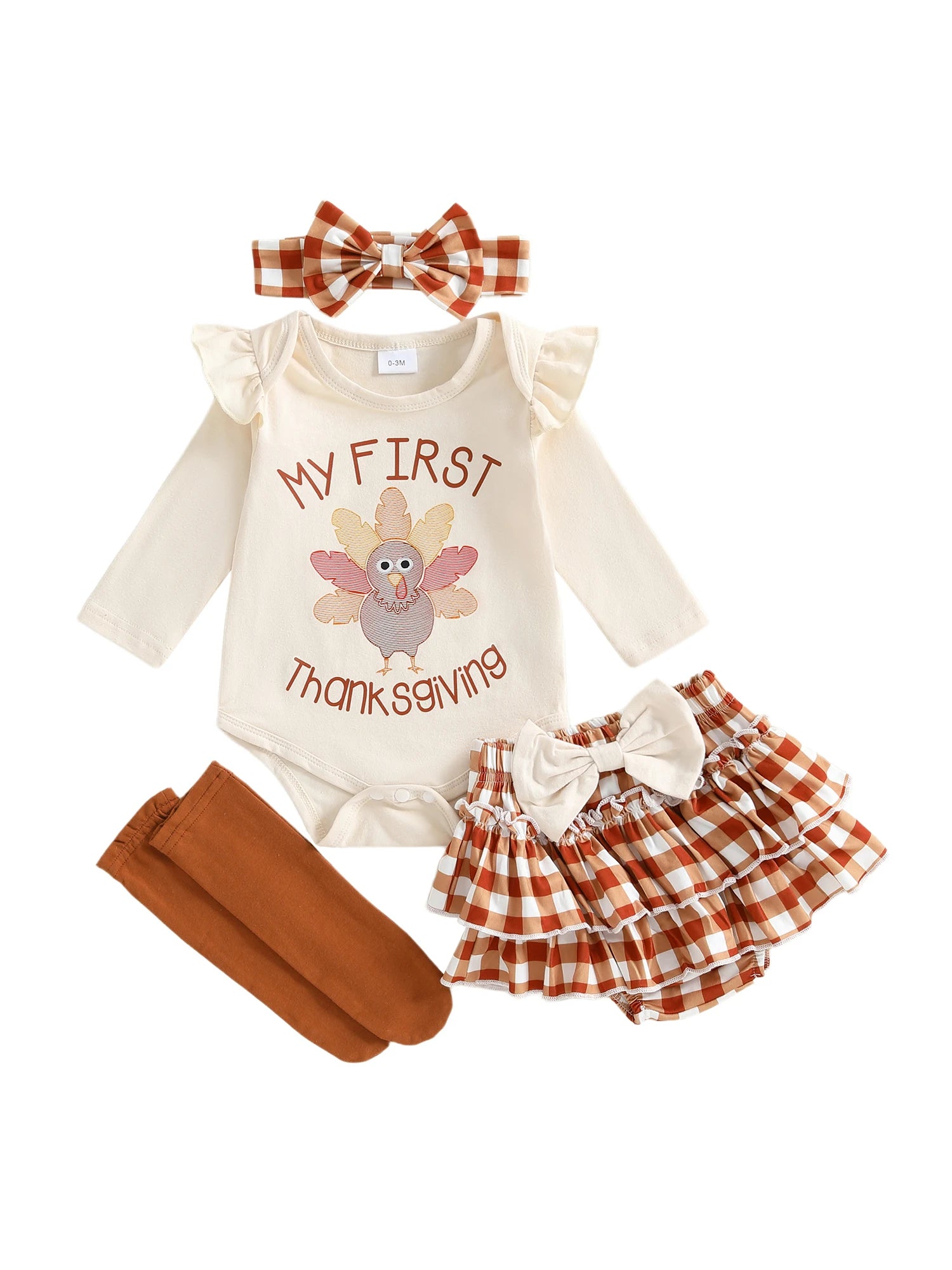 Baby Girl's My First Thanksgiving 4-Piece Outfit Set