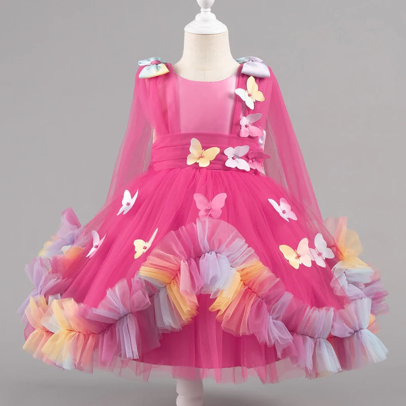 Girls Butterfly Princess Tulle Party Dress