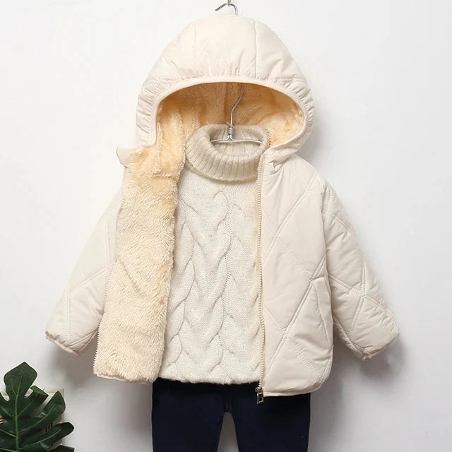 Plush Velvet Lined Winter Puffer Jacket for Kids