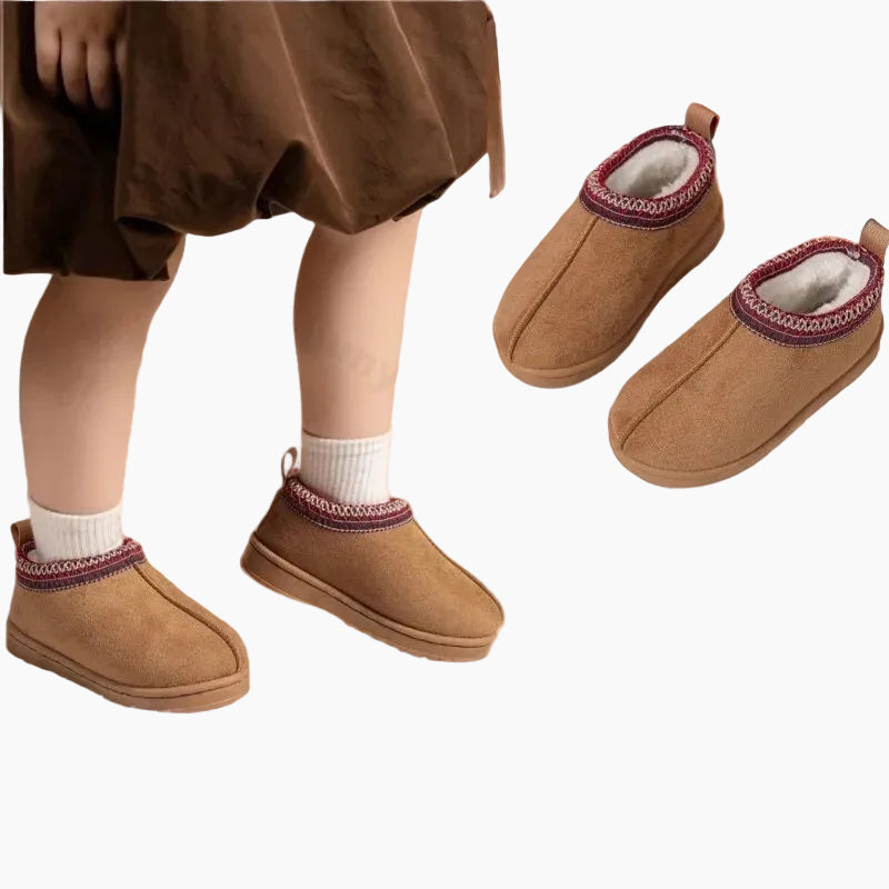 Suede Children's Ankle Boots - Warm Plush Fur Winter Fashion Shoes