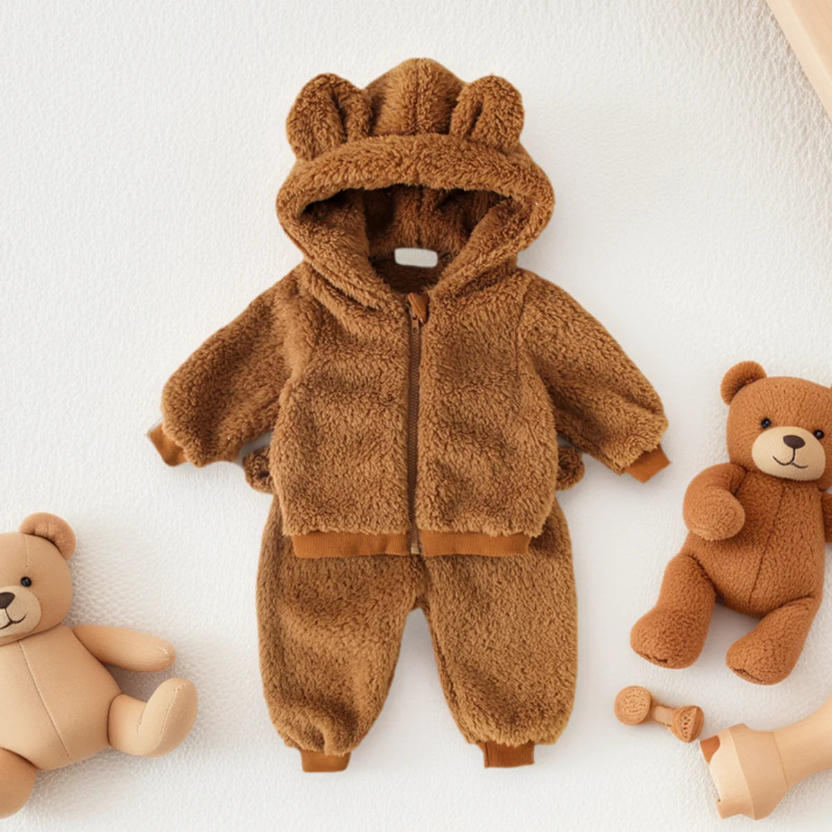 Baby & Toddler Plush Bear Hoodie and Pants Set