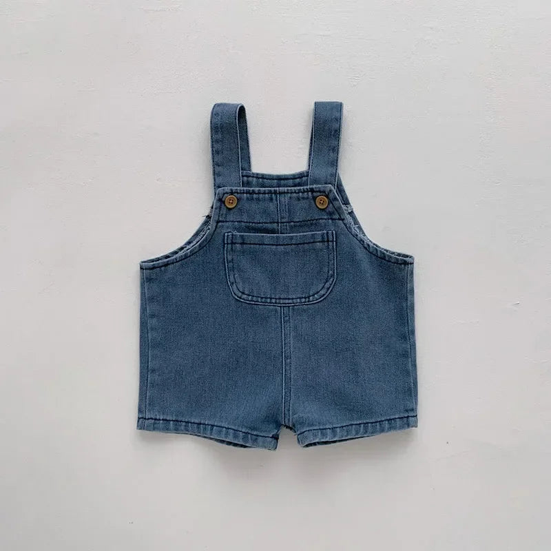 Toddler T-Shirt and Denim Short Overalls