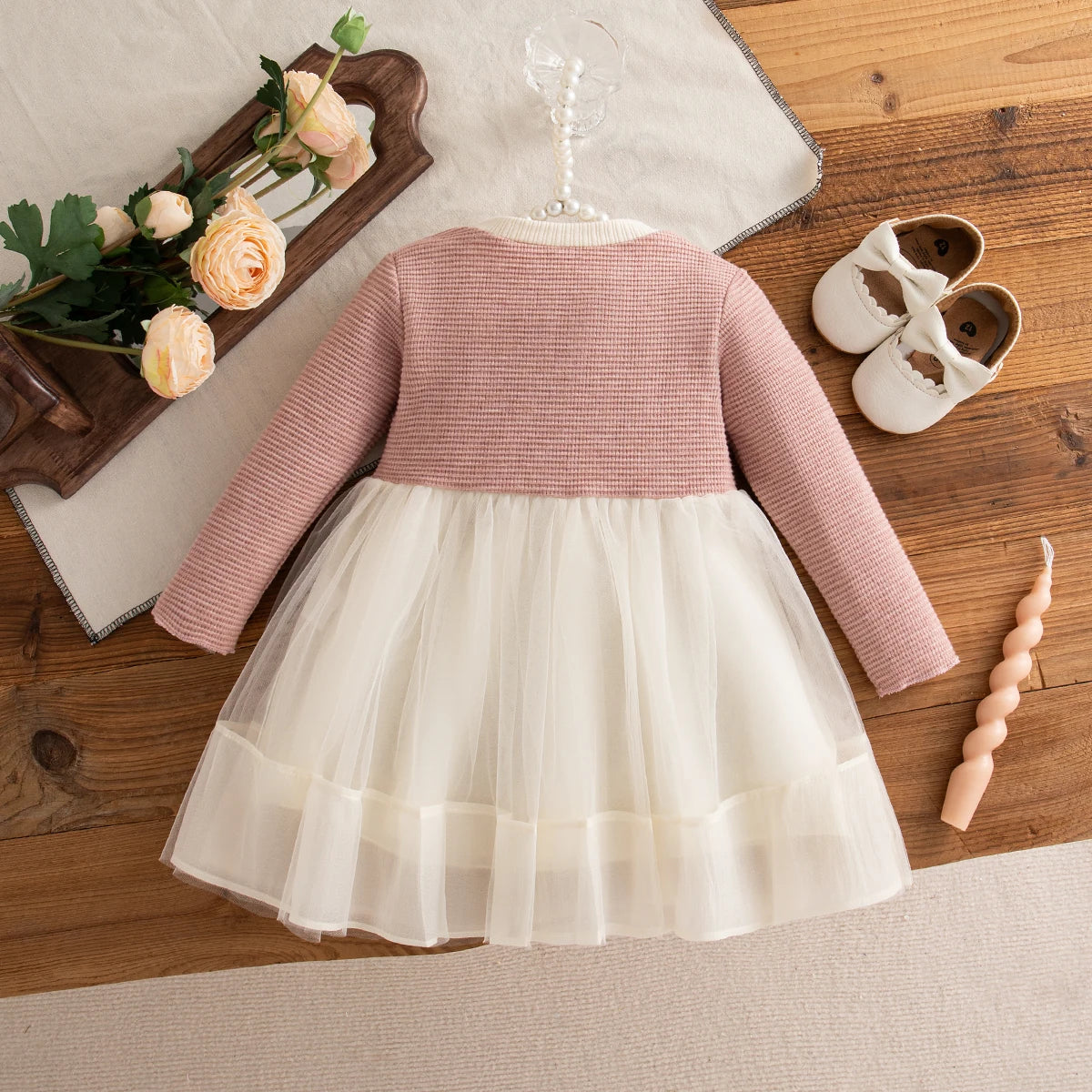 Girl Party Dress - Bow Gentle Long Sleeve