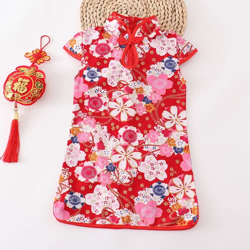 Girls' Traditional Chinese Cheongsam Summer Dress