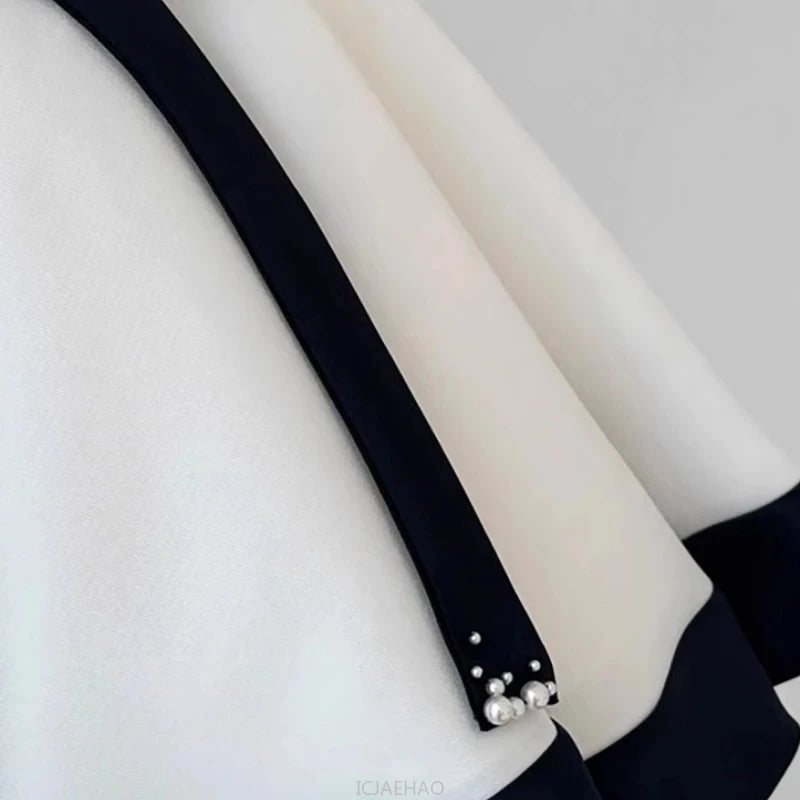 Girls' Black & White Satin Gala Gown