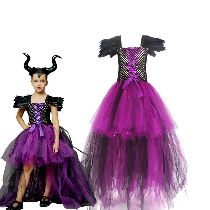 Girl's Evil Queen Costume with High-Low Skirt