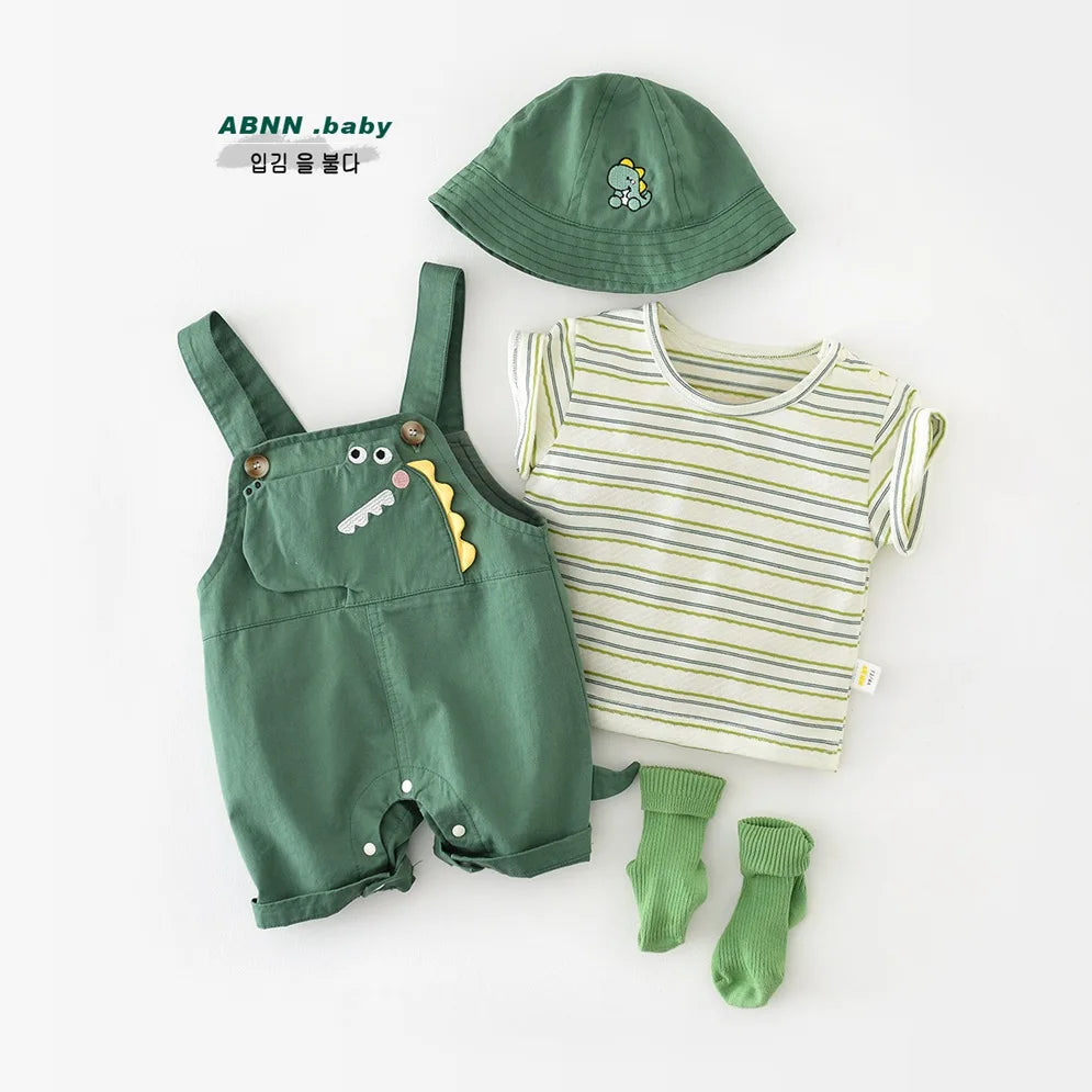 Green Dinosaur Kids Outfits Set