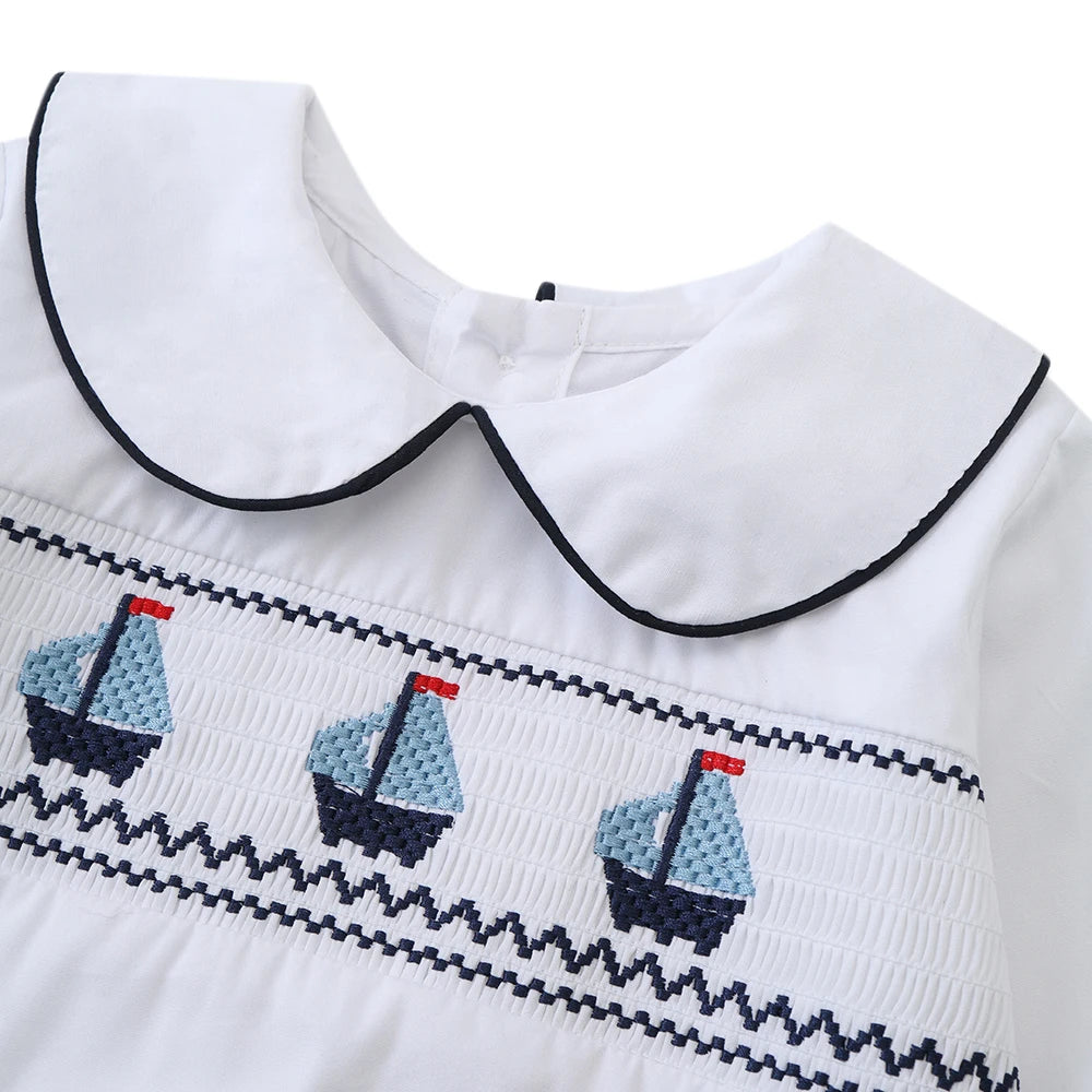 Baby Boy Sailboat Smocked Outfit