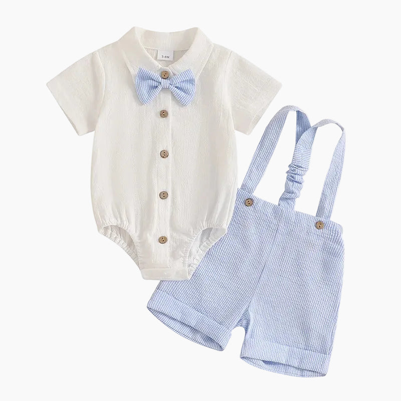 3-Piece Baby Boy Gentleman Romper & Shorts Set