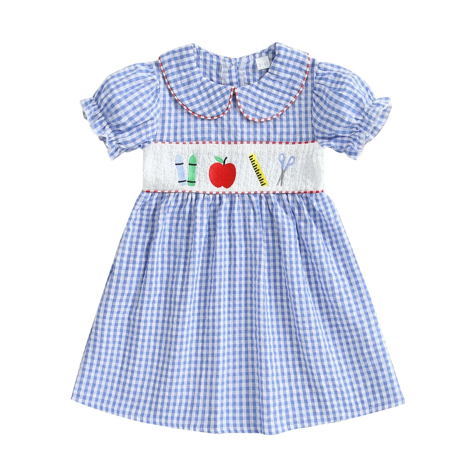 Apple Embroidery Plaid Dress