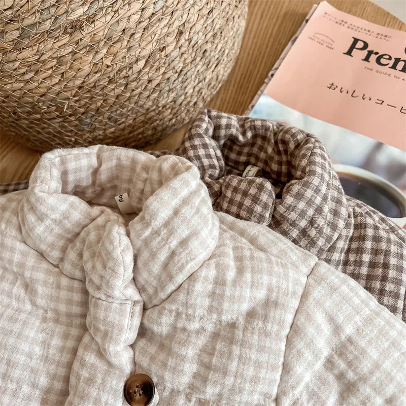 Plaid Fleece-Lined Winter Coat