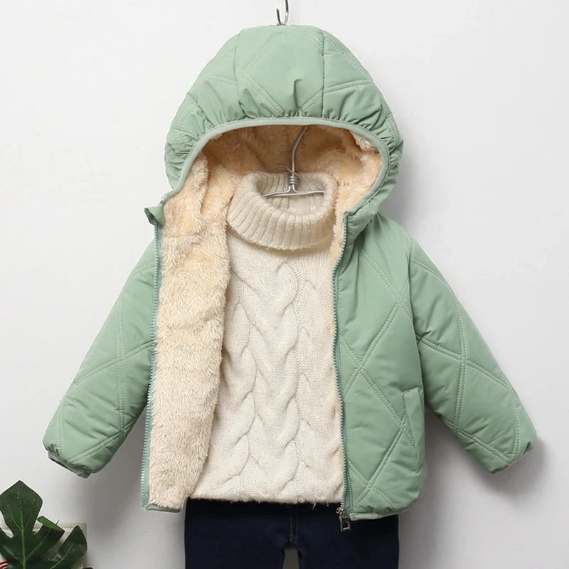 Plush Velvet Lined Winter Puffer Jacket for Kids