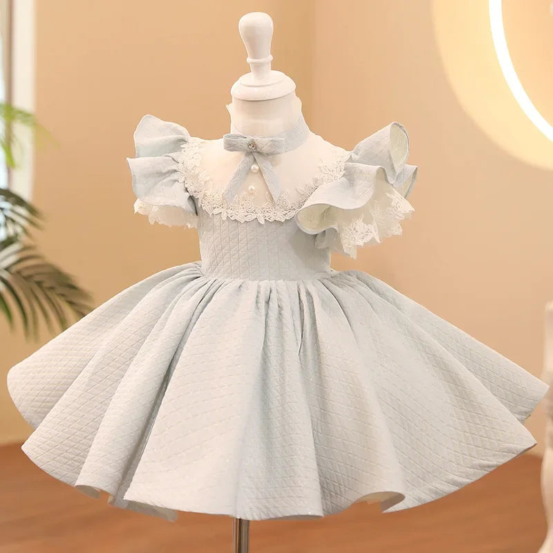 Girls’ Elegant Lace Ruffle Dress